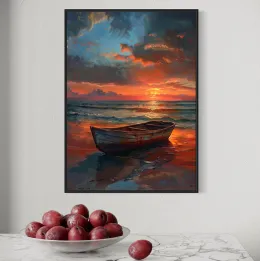 Łódź w blasku zachodzącego słońca