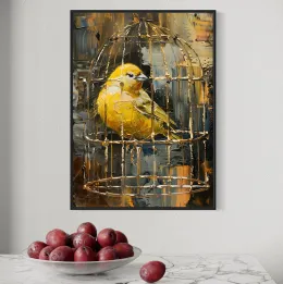 Żółty ptak w klatce